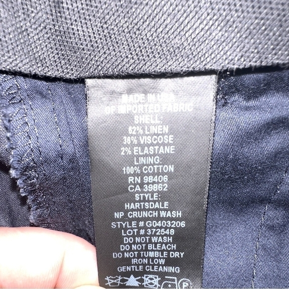 Women’s Dress Pants THEORY Navy Blue Silky Linen Regular Fit Ankle Cropped Pants - Picture 5 of 5